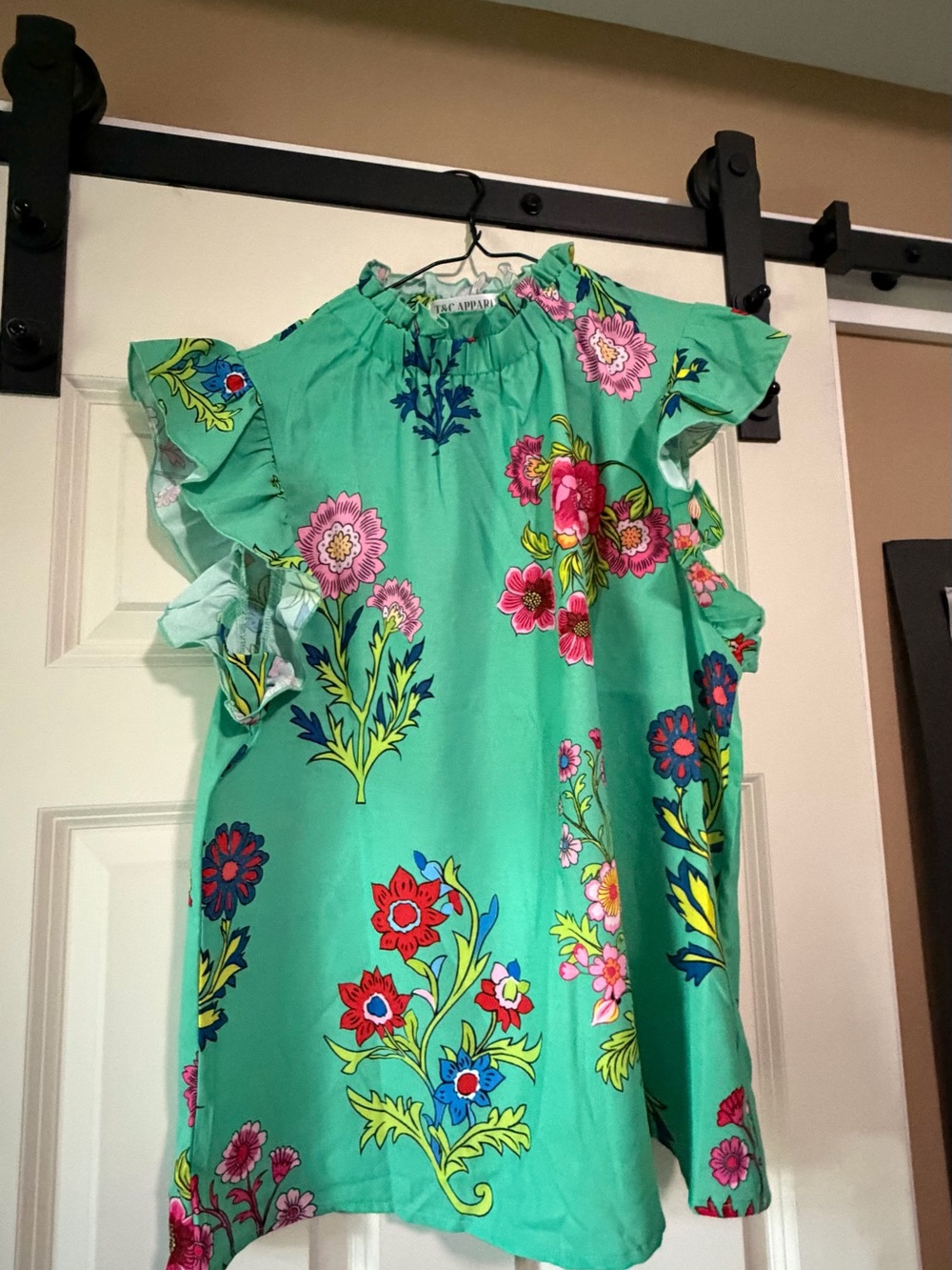 Women’s Floral Ruffle-Sleeve Dress - Green